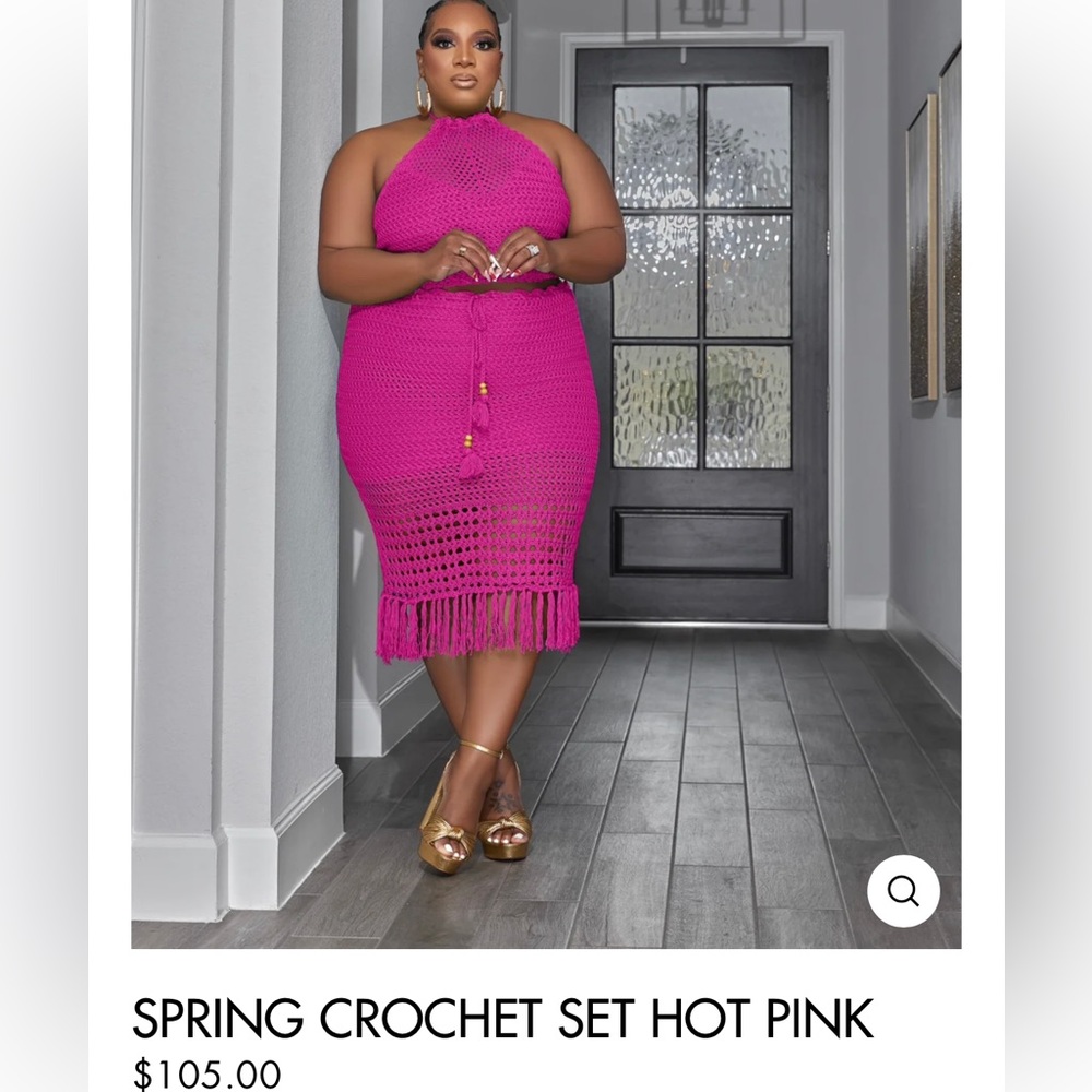 Hot pink 2 Piece Crochet Set. NWT Size 1X